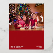 フェスティバル赤い喜びの願いクリスマスフォト金ゴールド 箔シーズンポストカード (正面)