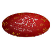 フェスティバル赤い愛と平和と喜び雪片 カッティングボード (角)