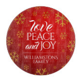 フェスティバル赤い愛と平和と喜び雪片 カッティングボード (正面)