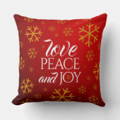 フェスティバル赤い愛と平和と喜び雪片 クッション (正面)