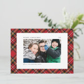 フェスティバル赤い格子模様メリークリスマスフォト シーズンカード (スタンド正面)