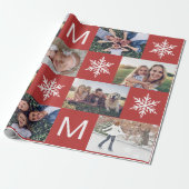 フェスティバル赤い雪片フォトコラージュクリスマス ラッピングペーパー (アンロールド)