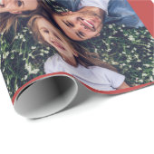 フェスティバル赤い雪片フォトコラージュクリスマス ラッピングペーパー (ロールコーナー)