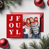 フェスティバル赤うれしそうな1枚の写真クリスマス シーズンカード