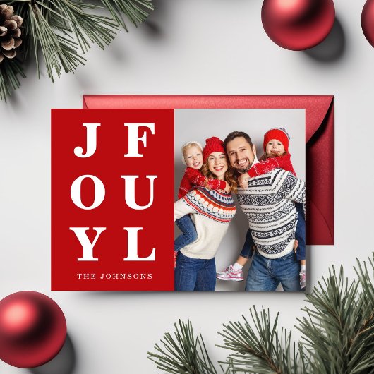 フェスティバル赤うれしそうな1枚の写真クリスマス シーズンカード