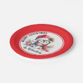 フェスティバル赤と白かわいいペンギンメリークリスマス ペーパープレート (アングル)