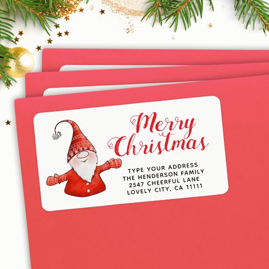 フェスティバル赤と白かわいい格言メリークリスマス ラベル