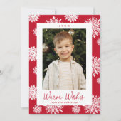 フェスティバル赤と白の雪片の写真 シーズンカード (正面)