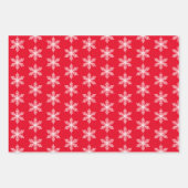 フェスティバル赤と白の雪片クリスマスパターン ラッピングペーパーシート (正面2)