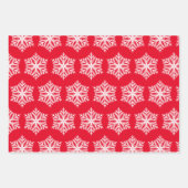 フェスティバル赤と白の雪片クリスマスパターン ラッピングペーパーシート (正面)