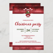 フェスティバル赤と白キャンディーキャンズクリスマスパーティー 招待状 (正面/裏面)