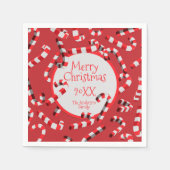 フェスティバル赤と白キャンディークリスマスクリスマス スタンダードカクテルナプキン (正面)