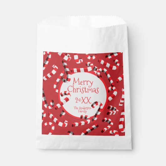 フェスティバル赤と白キャンディークリスマスクリスマス フェイバーバッグ (正面)