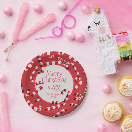フェスティバル赤と白キャンディークリスマスクリスマス ペーパープレート (パーティー)