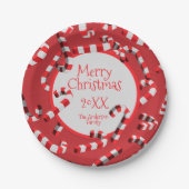 フェスティバル赤と白キャンディークリスマスクリスマス ペーパープレート (正面)
