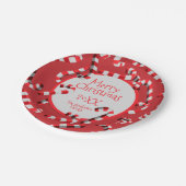 フェスティバル赤と白キャンディークリスマスクリスマス ペーパープレート (アングル)