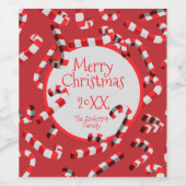 フェスティバル赤と白キャンディークリスマスクリスマス ワインラベル (シングルラベル)