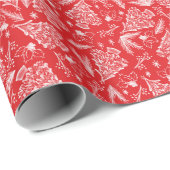 フェスティバル赤と白クリスマスツリーとホリー ラッピングペーパー (ロールコーナー)