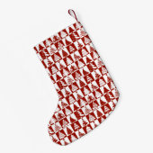 フェスティバル赤と白クリスマスツリーパターン スモールクリスマスストッキング (裏面 (吊り時))