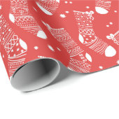 フェスティバル赤と白ストッキングパターン ラッピングペーパー (ロールコーナー)