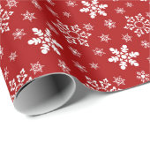 フェスティバル赤と白スノーフレーククリスマス ラッピングペーパー (ロールコーナー)