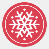 フェスティバル赤と白スノーフレークホリデー ラウンドシール (正面)