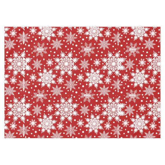 フェスティバル赤と白スノーフレーク・シームレスパターン テーブルクロス (正面(横))