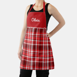 フェスティバル赤と白プレイド エプロン