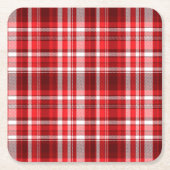フェスティバル赤と白プレイド スクエアペーパーコースター (正面)