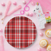 フェスティバル赤と白プレイド ペーパープレート (パーティー)