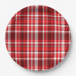 フェスティバル赤と白プレイド ペーパープレート