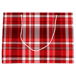 フェスティバル赤と白プレイド ラージペーパーバッグ