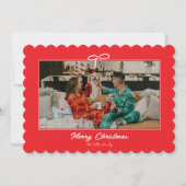 フェスティバル赤と白ボウクリスマスホリデーフォト シーズンカード (正面)