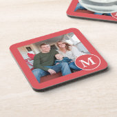 フェスティバル赤と白モノグラム写真 コースター (左側)