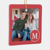 フェスティバル赤と白モノグラム写真 セラミックオーナメント (右)