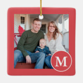 フェスティバル赤と白モノグラム写真 セラミックオーナメント (裏面)