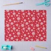 フェスティバル赤と白冬の雪片パターン 薄葉紙 (クラフト)