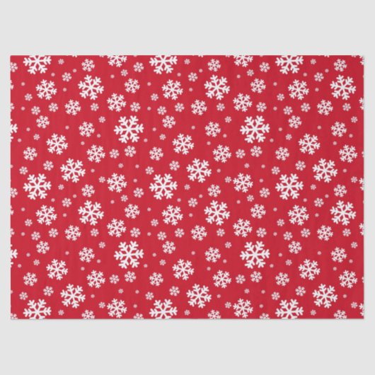 フェスティバル赤と白冬の雪片パターン 薄葉紙 (正面)