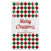 フェスティバル赤と緑がメリークリスマスをチェック スモールペーパーバッグ (裏面)