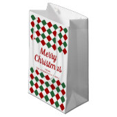 フェスティバル赤と緑がメリークリスマスをチェック スモールペーパーバッグ (正面アングル)