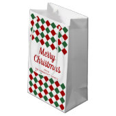 フェスティバル赤と緑がメリークリスマスをチェック スモールペーパーバッグ (裏面アングル)