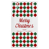 フェスティバル赤と緑がメリークリスマスをチェック スモールペーパーバッグ (正面)