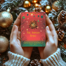 フェスティバル赤と緑のオーナメント、クリスマスカード