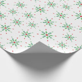 フェスティバル赤と緑のスノーフレーク白シームレス ラッピングペーパー (角)