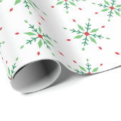 フェスティバル赤と緑のスノーフレーク白シームレス ラッピングペーパー (ロールコーナー)