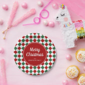 フェスティバル赤と緑のチェックされたクリスマス ペーパープレート (パーティー)