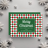 フェスティバル赤と緑のチェッククリスマス シーズンカード