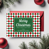 フェスティバル赤と緑のチェッククリスマス シーズンカード