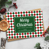 フェスティバル赤と緑のチェッククリスマス シーズンカード