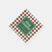 フェスティバル赤と緑のチェックメリークリスマス スタンダードカクテルナプキン (角)